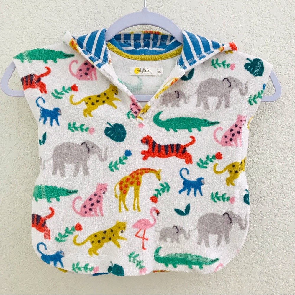 BABY BODEN Safari Print Beach Cover Up Poncho Hoodie